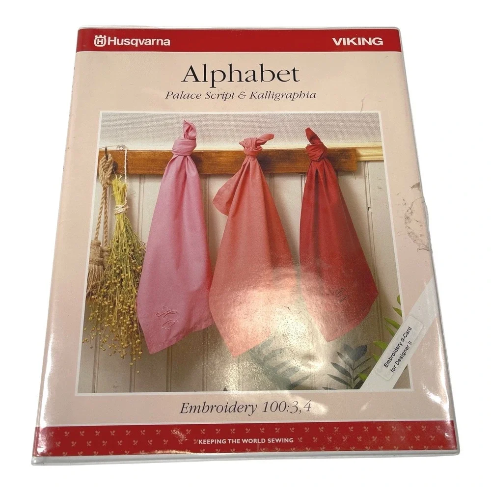 Husqvarna Viking Palace Script Kalligraphia Alphabet Embroidery d-Card 100:3,4